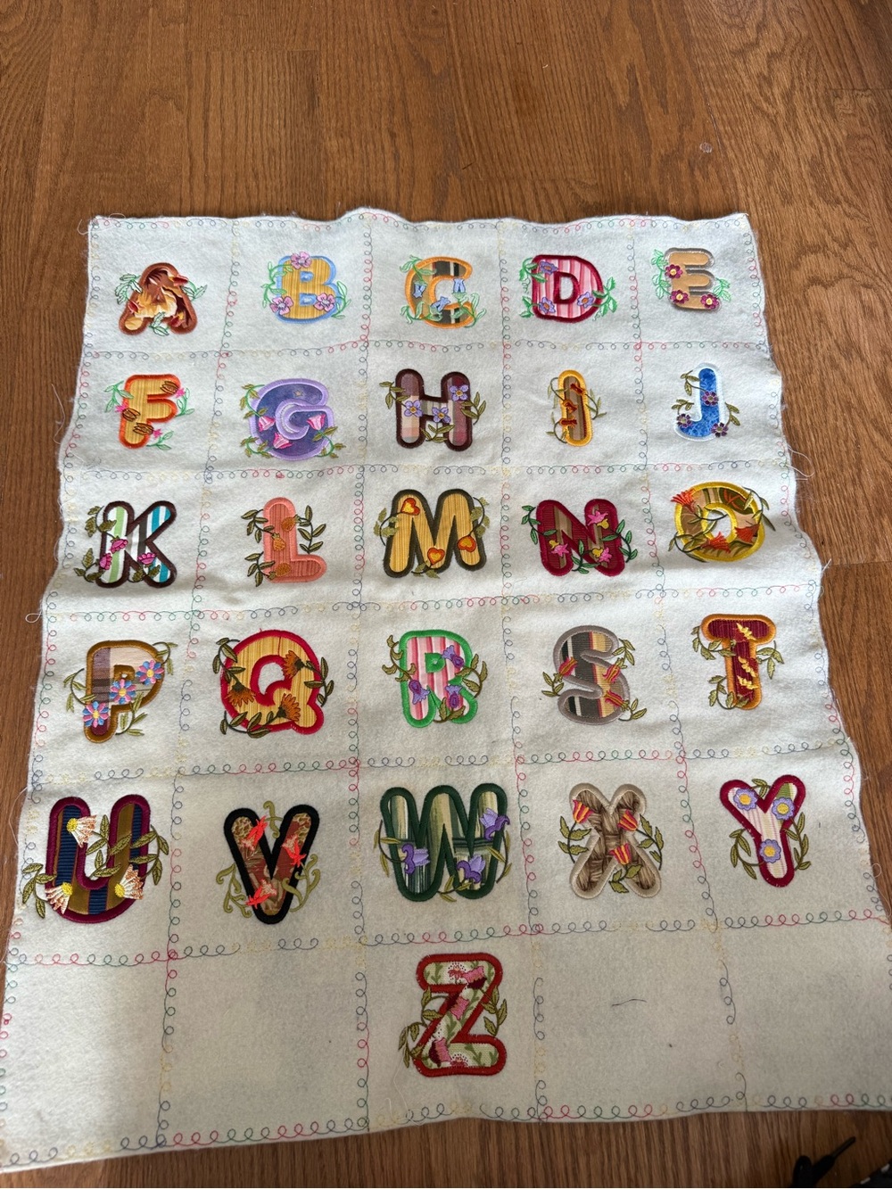 Adorable handmade felt & embroidery alphabet nursery wall hanging